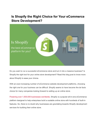 Is Shopify the Right Choice for Your eCommerce Store Development ?