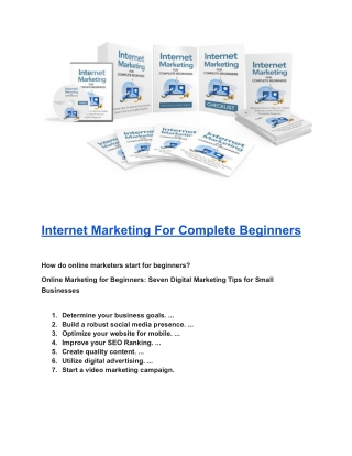 Internet Marketing For Complete Beginners