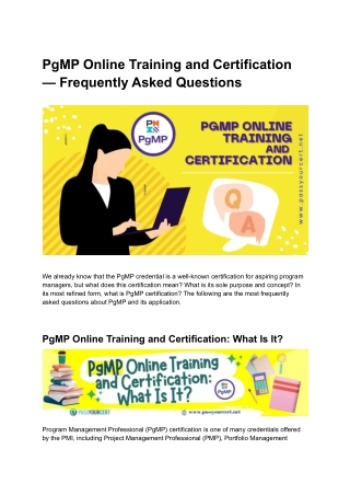 PgMP Online Training and Certification-Frequently Asked Questions