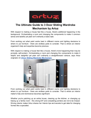 The Ultimate Guide to 3 Door Sliding Wardrobe Mechanism by Artuz