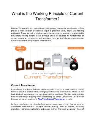 What is the Working Principle of Current Transformer?