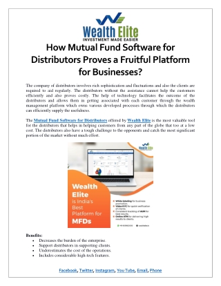 How Mutual Fund Software for Distributors Proves a Fruitful Platform for Businesses