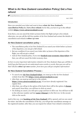 Air New Zealand cancellation policy