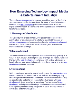 How Emerging Technology Impact Media & Entertainment Industry?