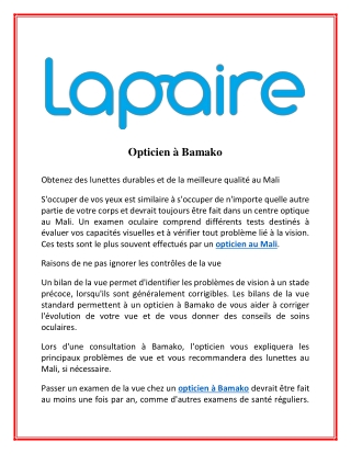 Opticien à Bamako