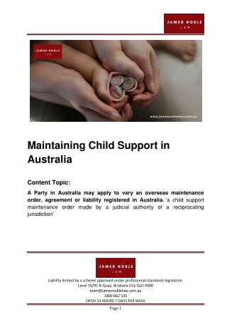 Maintaining child support in australia