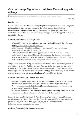 Air New Zealand flight change policy