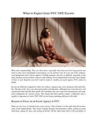 What to Expect from NYC GFE Escorts