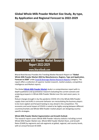 Global Whole Milk Powder Market Research Report 2022-2029