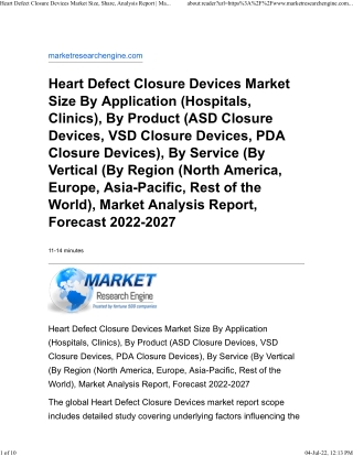 Heart Defect Closure Devices Market