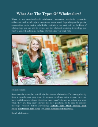 What Are The Types Of Wholesalers