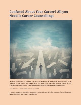 Confused About Your Career - All You Need Is Career Counselling!
