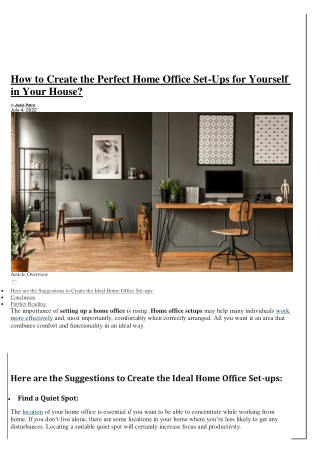 How to Create the Perfect Home Office Set-Ups for Yourself in Your House?