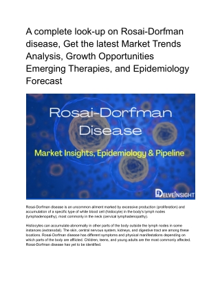 Rosai-Dorfman disease Market Insights and Epidemiology Forecast