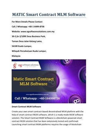 MATIC Smart Contract MLM Software