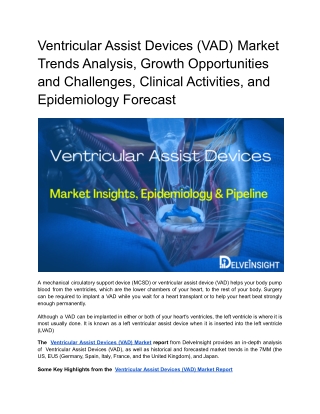 Ventricular Assist Devices Market Insights and Epidemiology Forecast