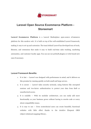 Laravel Open Source Ecommerce Platform - Storeemart
