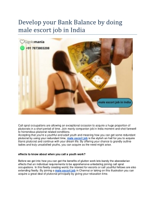 Develop your Bank Balance by doing male escort job in India