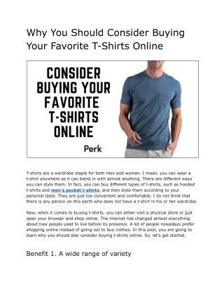 Why You Should Consider Buying Your Favorite T-Shirts Online