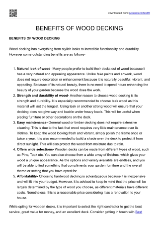 Benefits of wood decking
