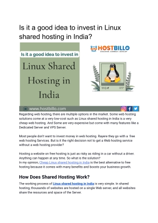 Is it a good idea to invest in Linux shared hosting in India?