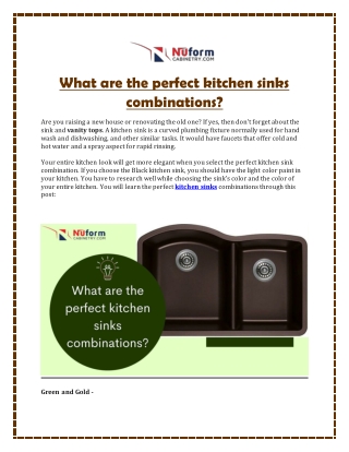 What are the perfect kitchen sinks combinations?