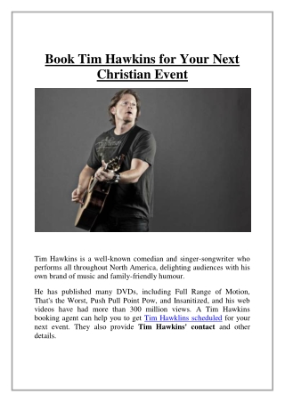 Connect With Tim Hawkins Booking Agent Info