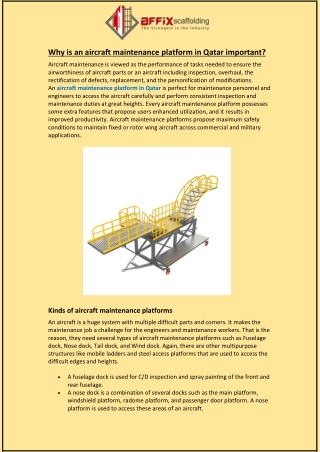 Why is an aircraft maintenance platform in Qatar important?