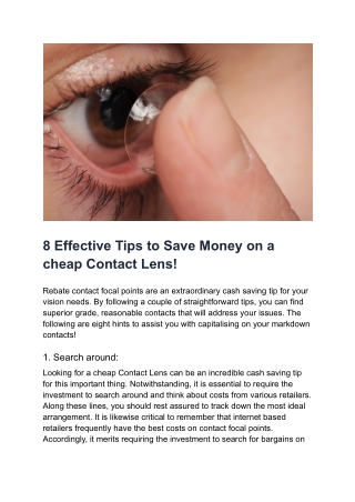 8 Effective Tips to Save Money on a cheap Contact Lens