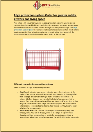 Edge protection system Qatar for greater safety at work and living space