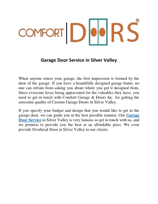 Garage Door Service in Silver Valley