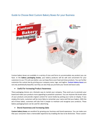 Guide to Choose Best Custom Bakery Boxes for your Business