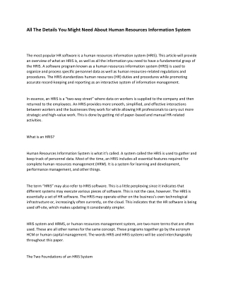 All The Details You Might Need About Human Resources Information System
