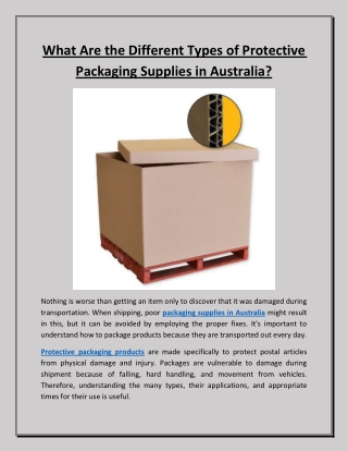 What Are the Different Types of Protective Packaging Supplies in Australia?