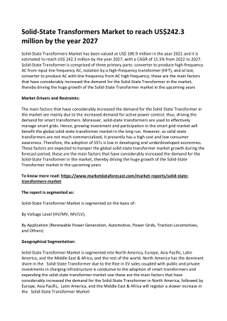Solid-State Transformers Market