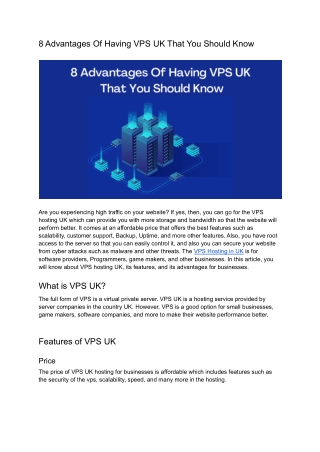 8 Advantages of having vps uk that you should know