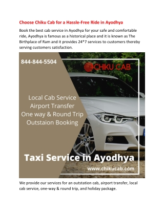 Choose Chiku Cab for a Hassle