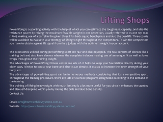 Lifting Shops