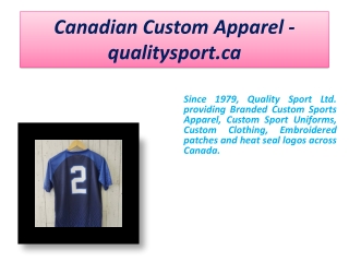 Canadian Custom Apparel - qualitysport.ca