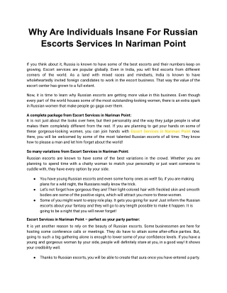 Escort Services in Nariman Point