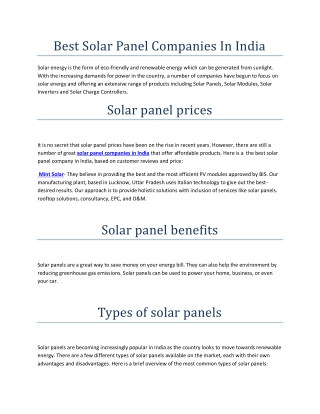 best indian solar panel company