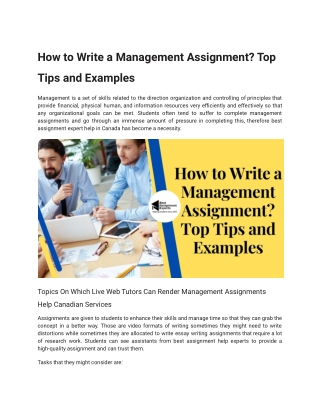 How to Write a Management Assignment?