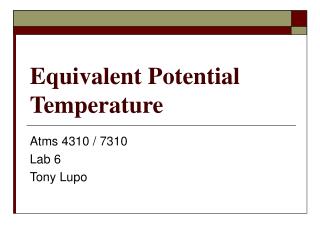 Equivalent Potential Temperature