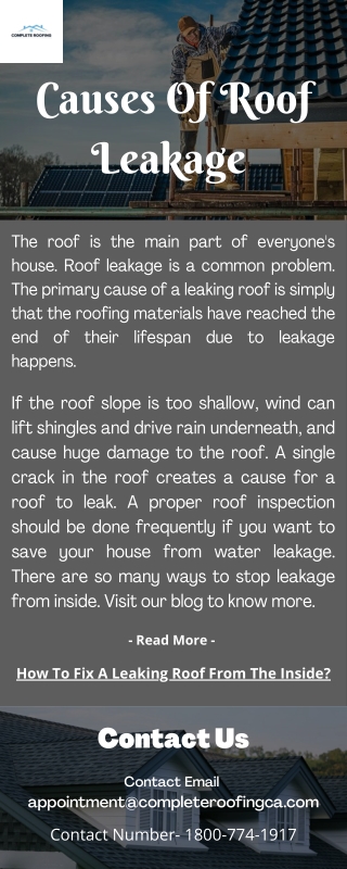 Causes Of Roof Leakage