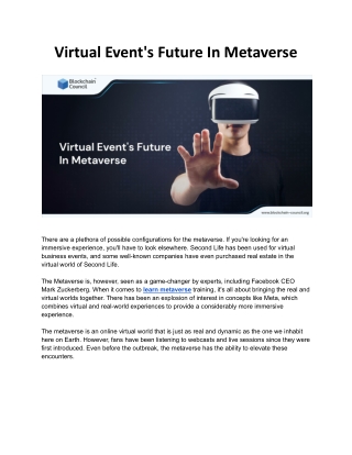 Virtual Event's Future In Metaverse