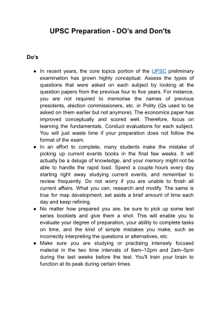 UPSC Preparation - DO’s and Don'ts (1)