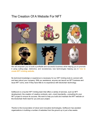 The Creation Of A Website For NFT