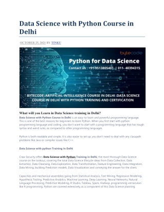 Data Science with Python Course in Delhi