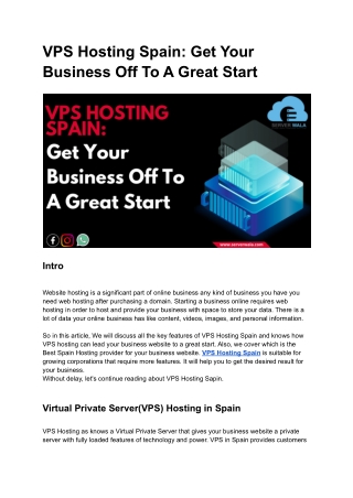 VPS Hosting Spain_ Get Your Business Off To A Great Start