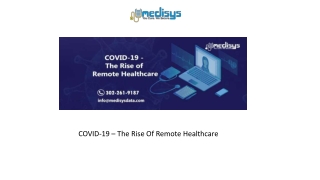 COVID-19 – The Rise Of Remote Healthcare